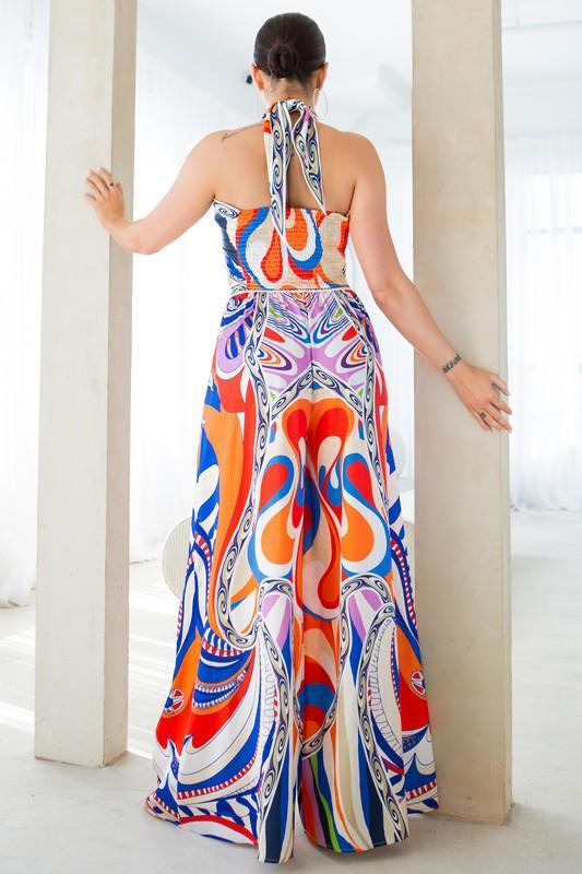 Convertible Scarf crop top and Wide pants set - PRIVILEGE 