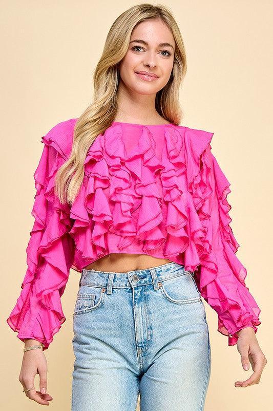 RUFFLE PINK TOP - PRIVILEGE 