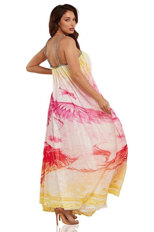 WINDPRINT OMBRE CONTRAST MAXI DRESS - PRIVILEGE 