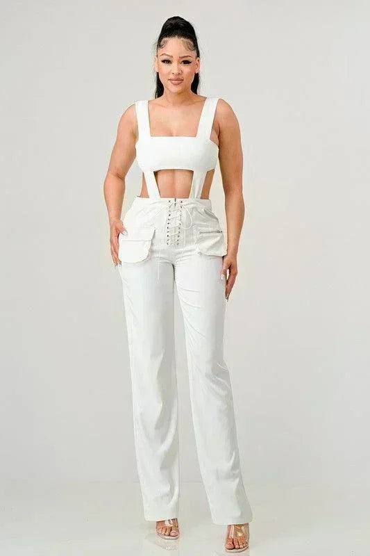 classic white cut out matching set - PRIVILEGE 