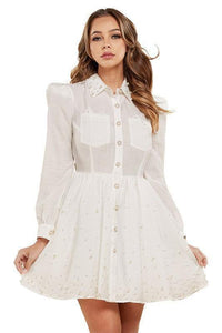 Off White Timeless Tailor Inspired Mini Dress - PRIVILEGE 