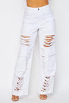 DISTRESSED CARGO WIDE LEG PANT - PRIVILEGE 