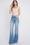 DISTRESSED SUPER HIGH RISE 70'S INSPIRED FLARE JEANS - PRIVILEGE 