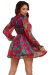 Red Floral Corset Style Romantic Charm Mini dress - PRIVILEGE 