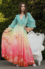 Bird in Burgundy Ombre Maxi Dress - PRIVILEGE 