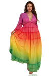 Rainbow Tassel Detailing Pleated Maxi Dress - PRIVILEGE 