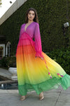 Rainbow Tassel Detailing Pleated Maxi Dress - PRIVILEGE 