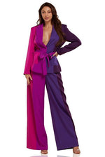 Allure of Pastel Purple Color Block Two Piece Set - PRIVILEGE 