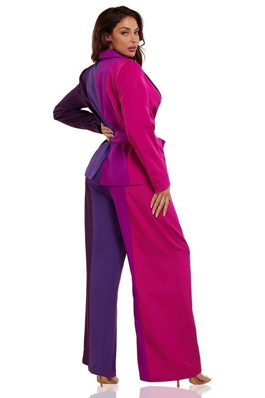 Allure of Pastel Purple Color Block Two Piece Set - PRIVILEGE 