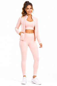 3-PIECE ACTIVEWEAR SET — SPORTS BRA, LEGGING & JACKET