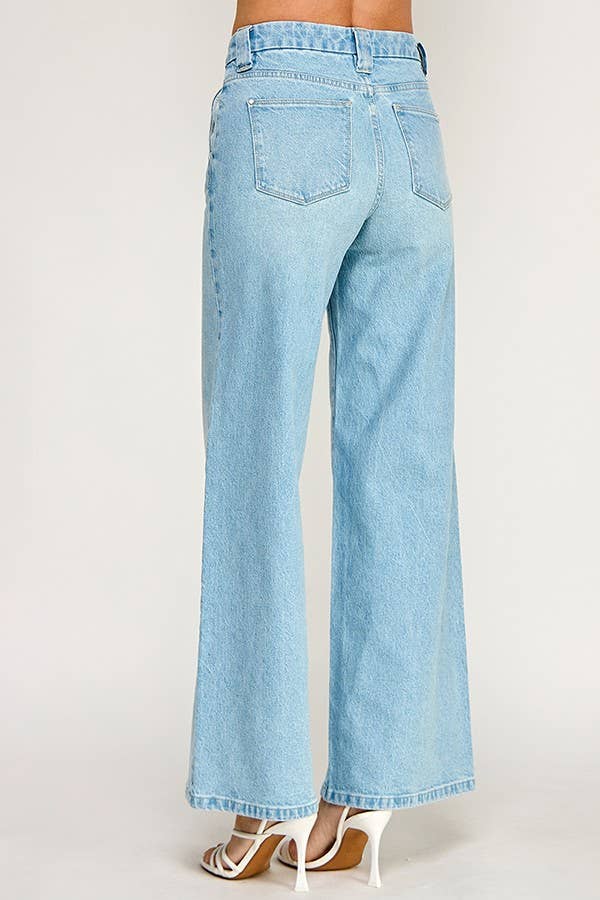 High Rise Trouser Wide Leg Jeans — Light Wash
