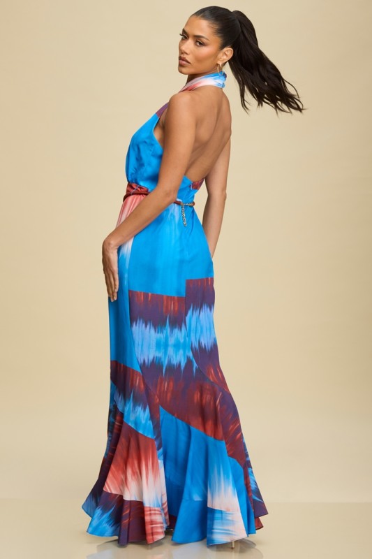 BLUE SWIRL MERMAID MAXI DRESS