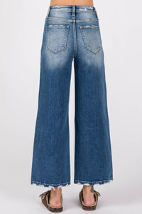 Wide Destroyed High Rise Relaxed Cropped Wide Leg Jeans
