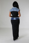 DENIM 2PC MAXI SKIRT SET - PRIVILEGE 