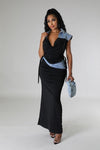 DENIM 2PC MAXI SKIRT SET - PRIVILEGE 