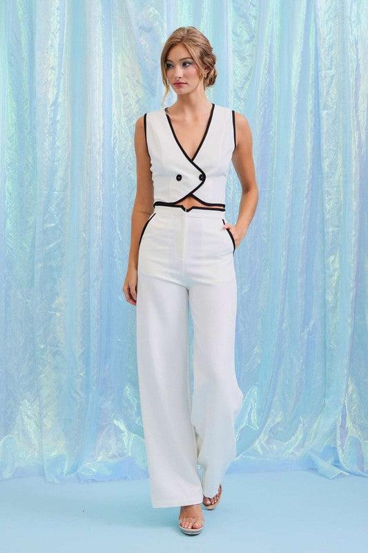 Woven vest and pants set with contrast detail PRIVILEGE