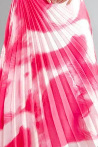 PRINT SLASH SHOULDER SLEEVELESS PLEATED DRESS - PRIVILEGE 