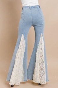 LACE DETAIL WIDE LEG JEANS - PRIVILEGE 