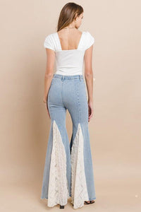 LACE DETAIL WIDE LEG JEANS - PRIVILEGE 