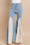 LACE DETAIL WIDE LEG JEANS - PRIVILEGE 