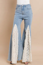 LACE DETAIL WIDE LEG JEANS - PRIVILEGE 