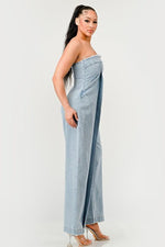 Casual Strapless Denim Jumpsuit - PRIVILEGE 
