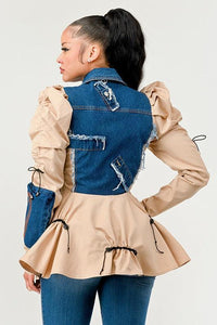 PEPLUM DENIM COMBO JACKET PRIVILEGE