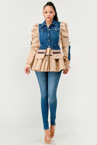 PEPLUM DENIM COMBO JACKET PRIVILEGE