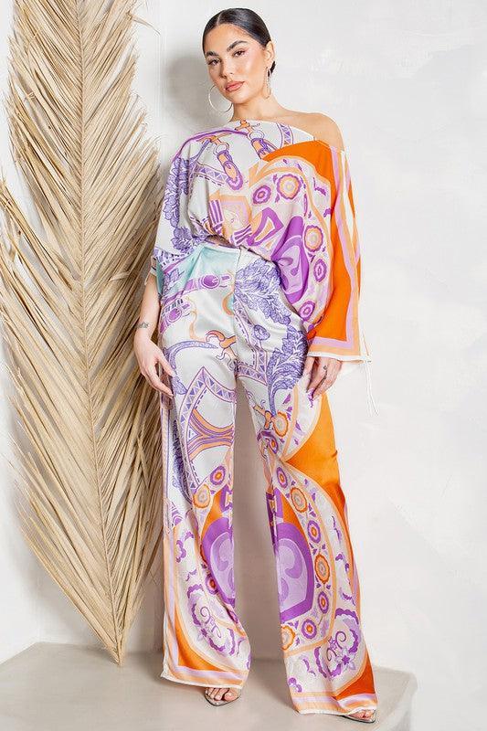 Cropped Blouse & Wide Pants Set - PRIVILEGE 