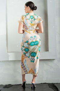 Deep V-neck pleats midi dress - PRIVILEGE 