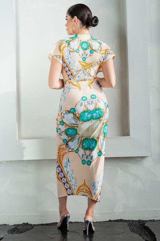 Deep V-neck pleats midi dress - PRIVILEGE 