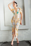 Deep V-neck pleats midi dress - PRIVILEGE 