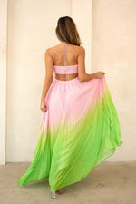 Sweetheart neck pleated maxi halter dress - PRIVILEGE 