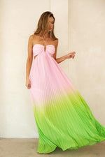 Sweetheart neck pleated maxi halter dress - PRIVILEGE 