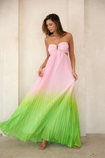 Sweetheart neck pleated maxi halter dress - PRIVILEGE 
