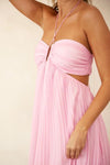 Sweetheart neck pleated maxi halter dress - PRIVILEGE 