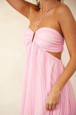 Sweetheart neck pleated maxi halter dress - PRIVILEGE 