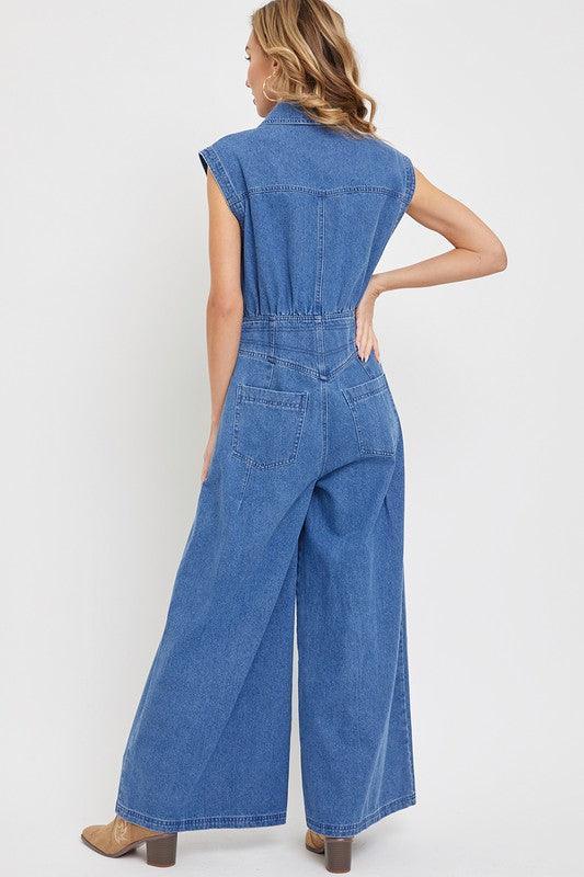 DENIM WIDE LEG JUMPSUIT