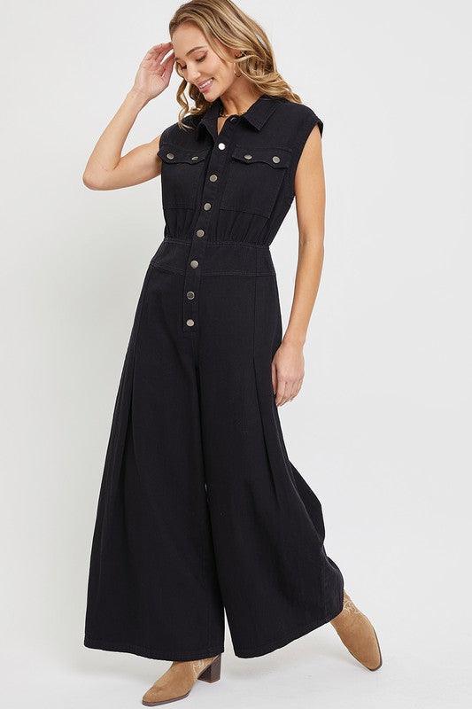 DENIM WIDE LEG JUMPSUIT PRIVILEGE