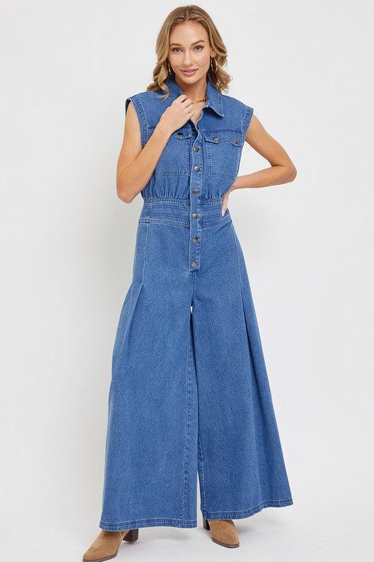 DENIM WIDE LEG JUMPSUIT PRIVILEGE