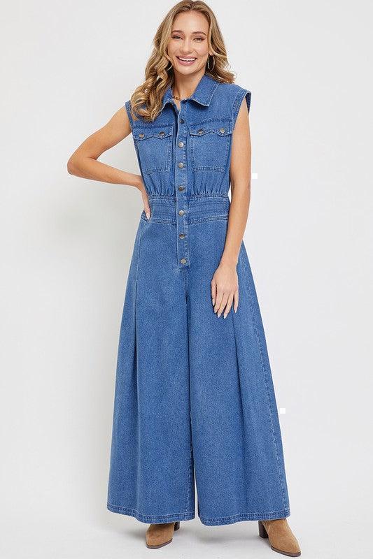 DENIM WIDE LEG JUMPSUIT PRIVILEGE