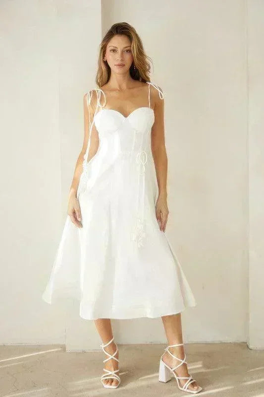 Bustier Shoulder Tie Dress - PRIVILEGE 