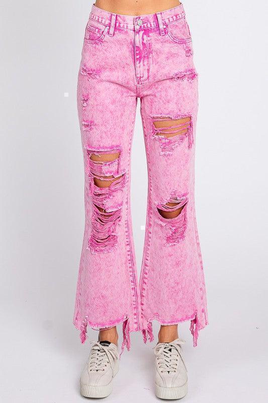 ACID PINK - HIGH RISE RIGID VINTAGE CROPPED FLARE - PRIVILEGE 