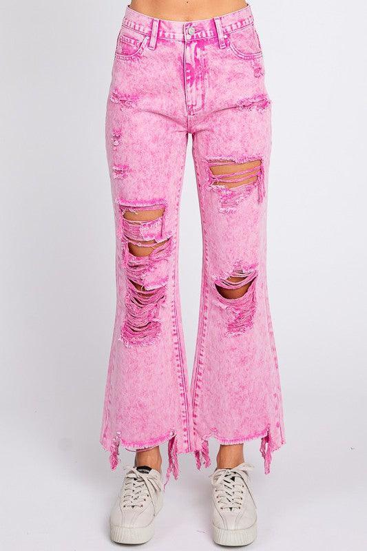ACID PINK - HIGH RISE RIGID VINTAGE CROPPED FLARE - PRIVILEGE 