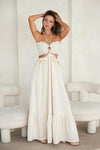 Cut-Out Ruffled Maxi Halter Dress - PRIVILEGE 