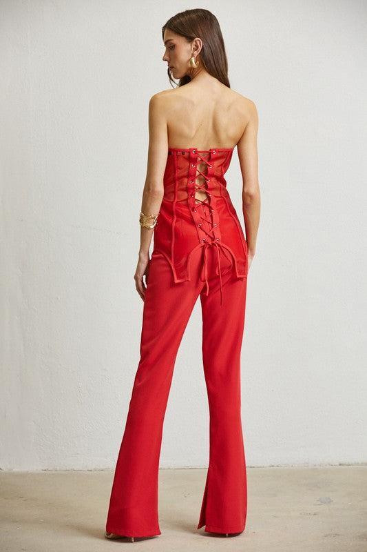 CORSET MESH TOP AND PANT SET - PRIVILEGE 