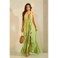 Vertical Ruffled Maxi Dress
