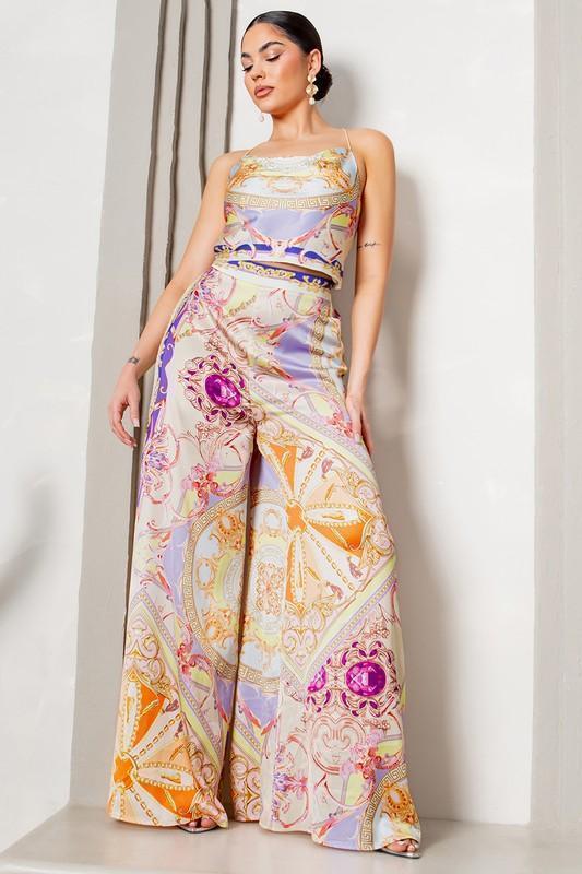 Scarf top & Wide pants set - PRIVILEGE 