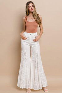 LACE DETAIL WIDE LEG JEANS - PRIVILEGE 