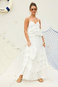 Eyelet Ruffle Maxi Skirt with crop top set PRIVILEGE